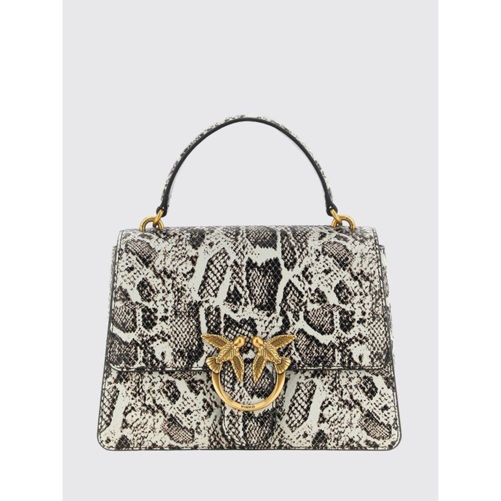 Pinko Women Love Bag Python-Print Leather Handbag Pinko With Love Birds Logo